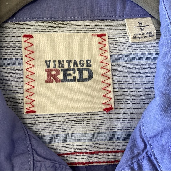 Young Mens Vintage Red Cotton Shirt - Picture 3 of 5
